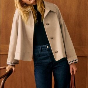 Sezane light beige Bobby jacket short Boxy Trench Jacket